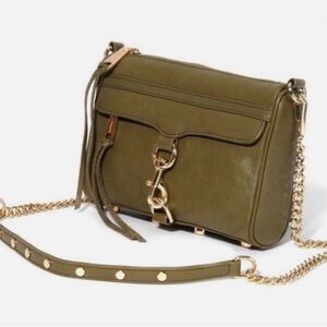 Rebecca Minkoff Olive Green Leather Crossbody with Gold Hardware